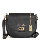 Bandolera Iseppa de piel negra - 24x21x9 cm