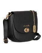 Bandolera Iseppa de piel negra - 24x21x9 cm