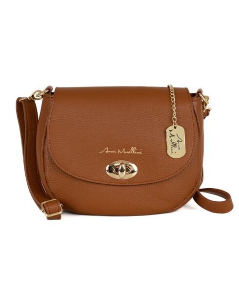 Iseppa cognac leren schoudertas - 24x21x9 cm