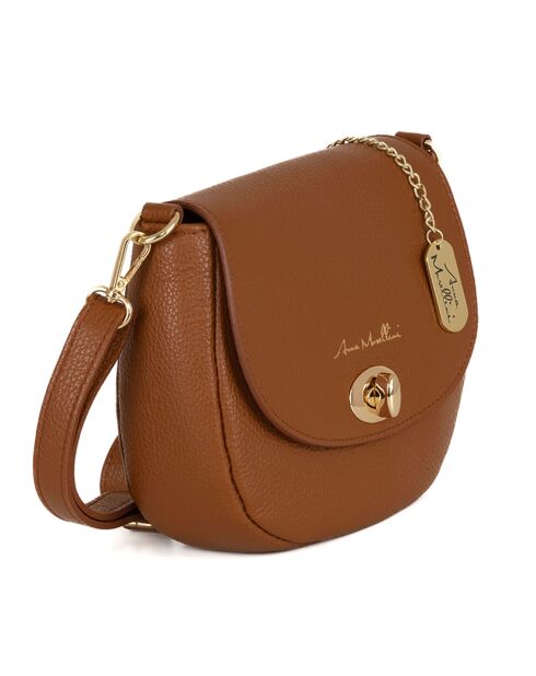 Iseppa cognac leren schoudertas - 24x21x9 cm