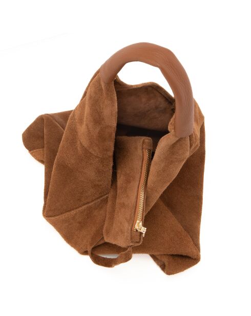 Eleonora cognac leren schoudertas - 40x31x2 cm