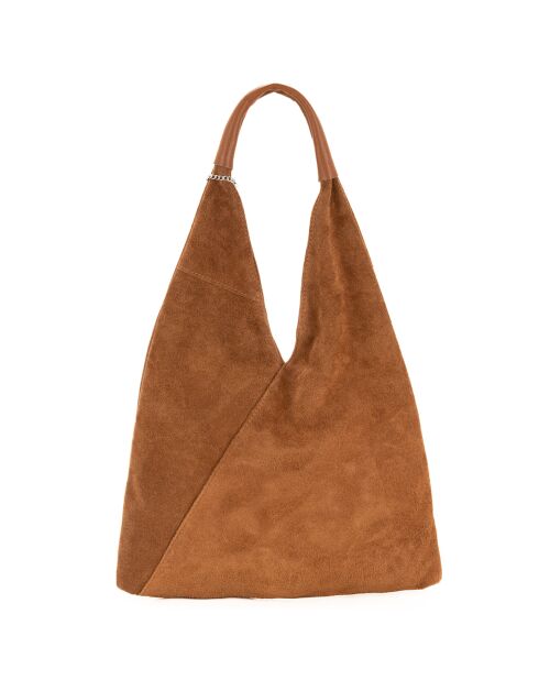 Eleonora cognac leren schoudertas - 40x31x2 cm