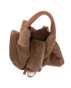 Eleonora taupe leren schoudertas - 40x31x2 cm