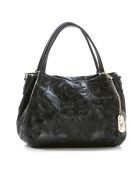 Zwarte leren handtas van Clarissa - 28x20x12 cm