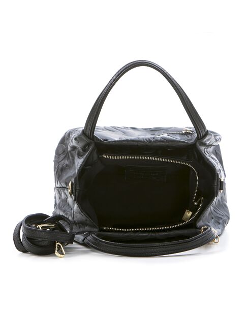 Zwarte leren handtas van Clarissa - 28x20x12 cm