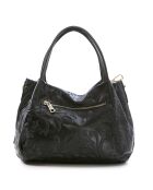 Zwarte leren handtas van Clarissa - 28x20x12 cm