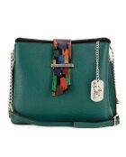 Donkergroene Vida leren schoudertas - 22x17x10 cm