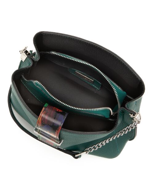 Dunkelgrüne Vida Schultertasche aus Leder - 22x17x10 cm