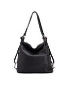 Ylenia zwarte leren schoudertas - 39x30x16 cm