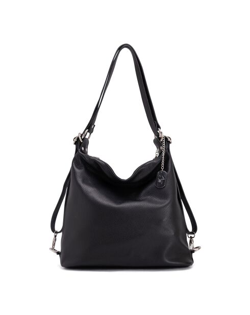 Ylenia zwarte leren schoudertas - 39x30x16 cm