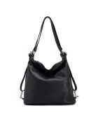 Ylenia zwarte leren schoudertas - 39x30x16 cm