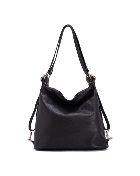 Ylenia zwarte leren schoudertas - 39x30x16 cm