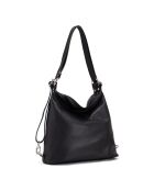 Ylenia zwarte leren schoudertas - 39x30x16 cm
