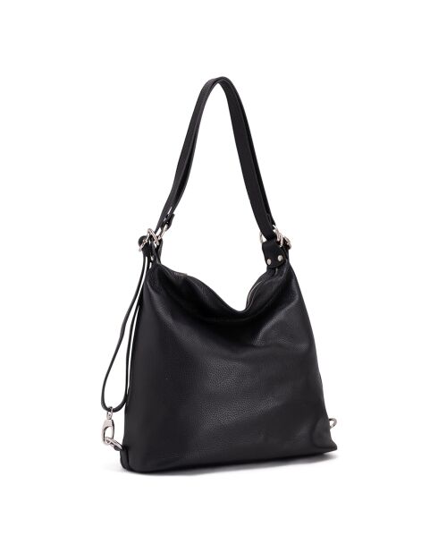 Ylenia zwarte leren schoudertas - 39x30x16 cm