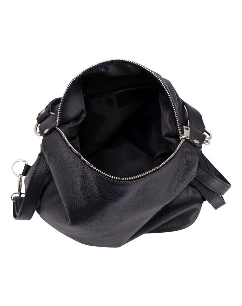 Ylenia zwarte leren schoudertas - 39x30x16 cm