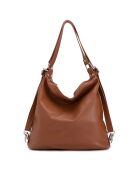 Bandolera Ylenia de piel coñac - 39x30x16 cm