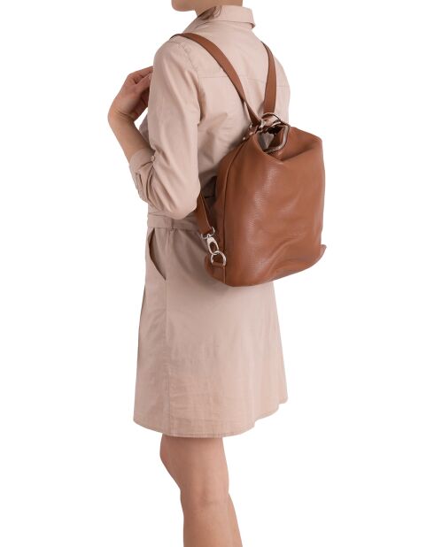 Bandolera Ylenia de piel coñac - 39x30x16 cm