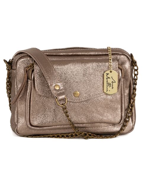 Agnesina bronzen leren schoudertas - 26x19x7 cm