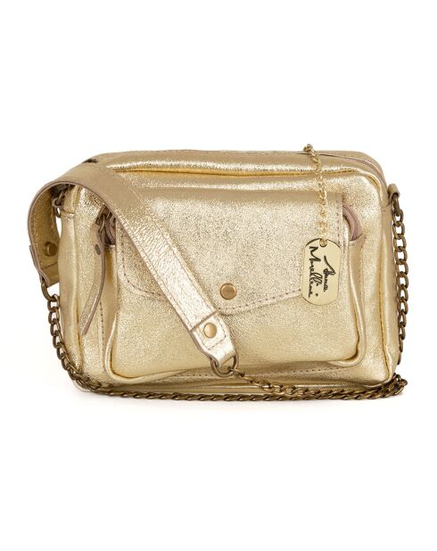 Gouden Agnesina leren schoudertas - 26x19x7 cm