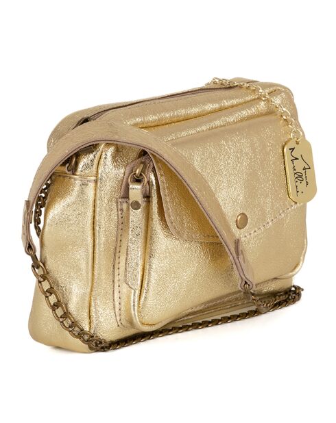 Gouden Agnesina leren schoudertas - 26x19x7 cm