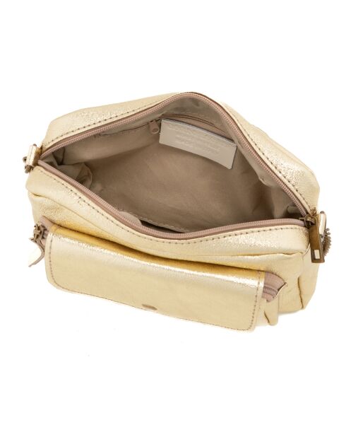 Gouden Agnesina leren schoudertas - 26x19x7 cm