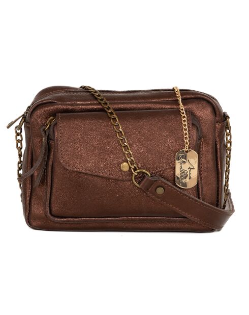 Agnesina leren schoudertas koperbruin - 26x19x7 cm