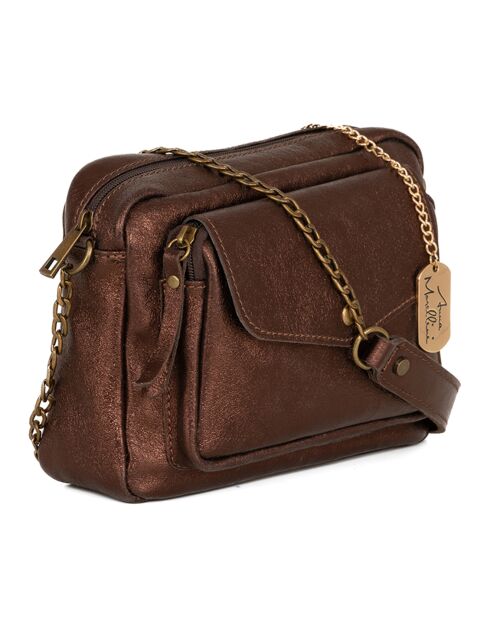 Agnesina leren schoudertas koperbruin - 26x19x7 cm