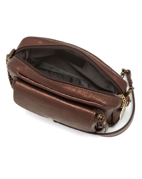 Agnesina leren schoudertas koperbruin - 26x19x7 cm