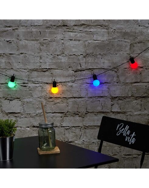 Guirlande ampoules multicolores extérieur LED rouge/vert/bleu - 270x10.4x5 cm