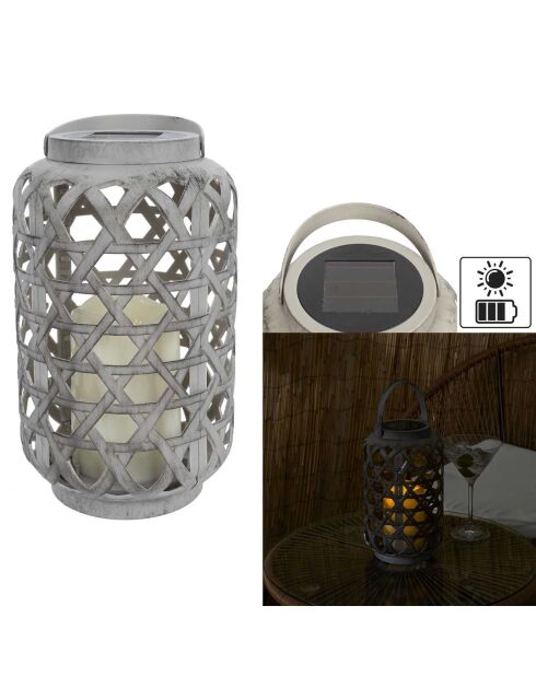 Lampe déco solaire effet bougie marron - 14x24x14 cm