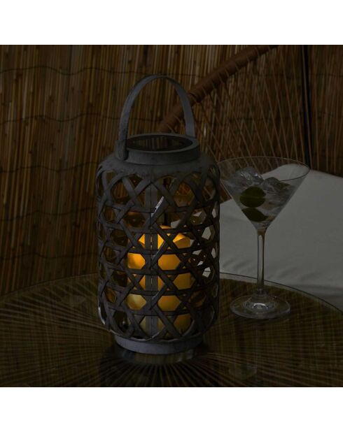 Lampe déco solaire effet bougie marron - 14x24x14 cm