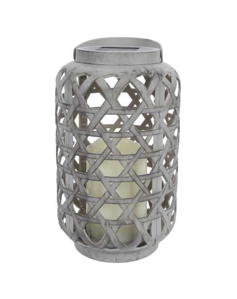 Lampe déco solaire effet bougie marron - 14x24x14 cm