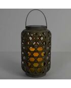 Lampe déco solaire effet bougie marron - 14x24x14 cm