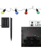 Guirlande solaire ampoules 4 couleurs LED multicolore - 1670x5x5 cm