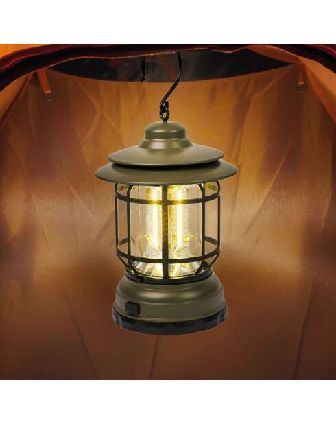 Lampe camping style tempête verte - 10x16.6x10 cm