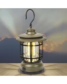 Lampe camping style tempête verte - 10x16.6x10 cm