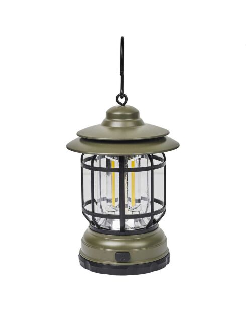 Lampe camping style tempête verte - 10x16.6x10 cm