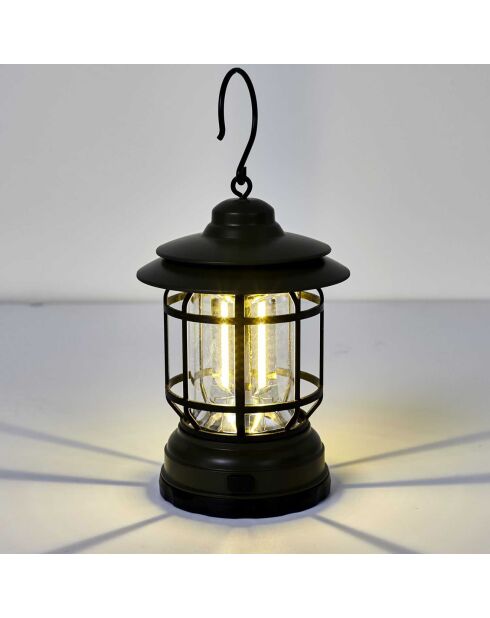 Lampe camping style tempête verte - 10x16.6x10 cm
