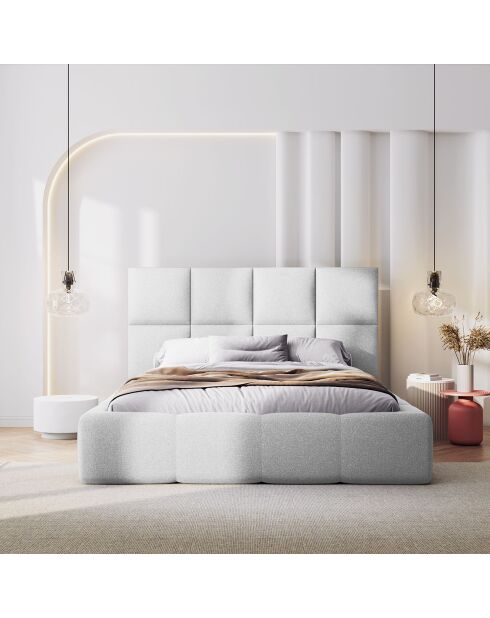 Lit avec coffre de rangement Isa gris clair froid - 230x165x125 cm