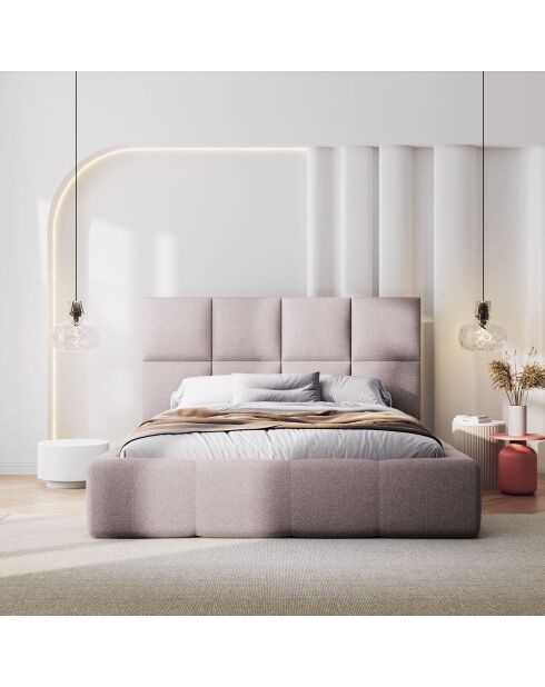 Lit avec coffre de rangement Isa rose - 230x165x125 cm