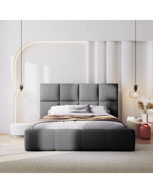 Lit avec coffre de rangement Isa gris foncé - 230x185x125 cm