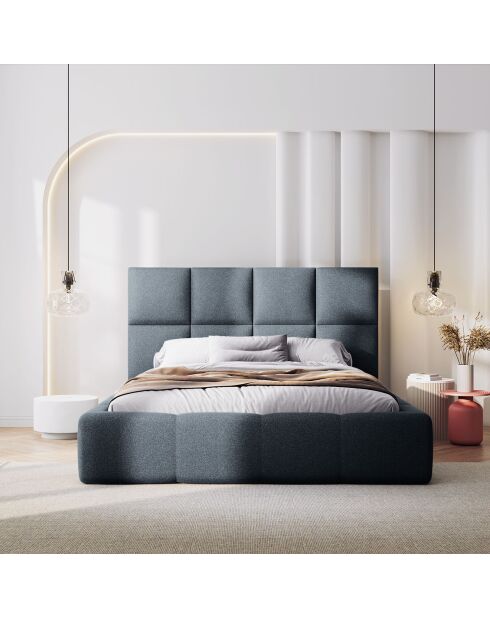 Lit avec coffre de rangement Isa bleu foncé - 230x185x125 cm