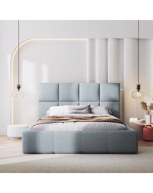 Lit avec coffre de rangement Isa bleu clair - 230x185x125 cm