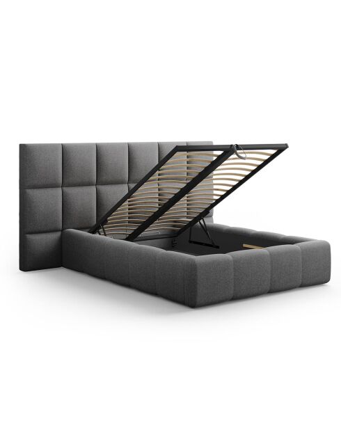 Lit avec coffre de rangement Isa gris foncé - 230x200x125 cm