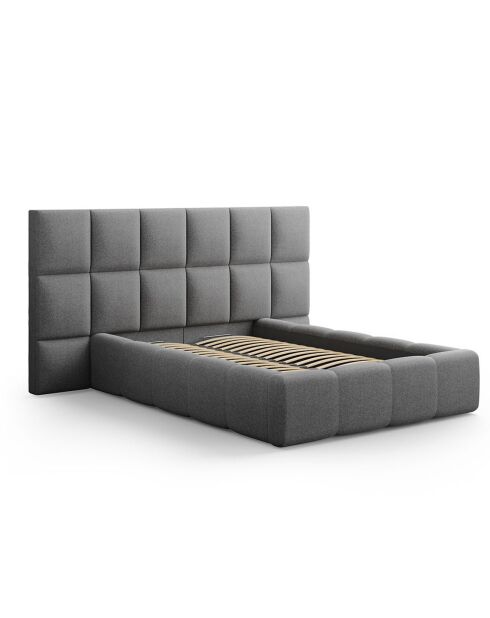 Lit avec coffre de rangement Isa gris foncé - 230x200x125 cm