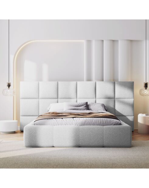 Lit avec coffre de rangement Isa gris clair froid - 230x200x125 cm