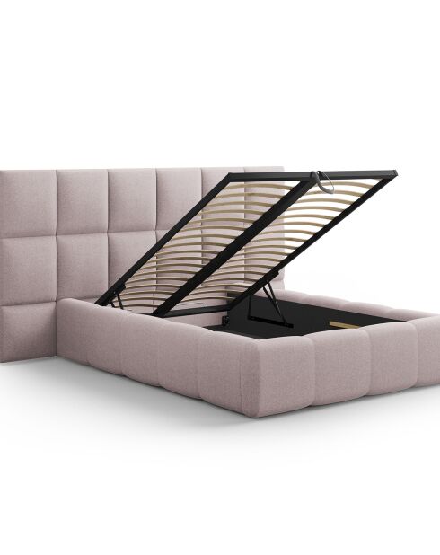 Lit avec coffre de rangement Isa rose - 230x200x125 cm