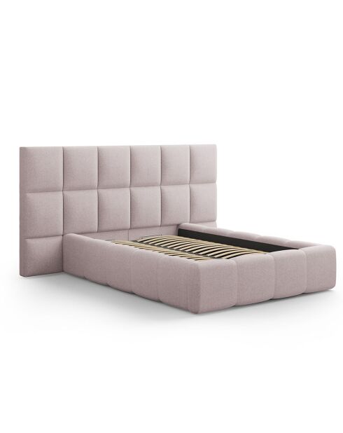 Lit avec coffre de rangement Isa rose - 230x200x125 cm