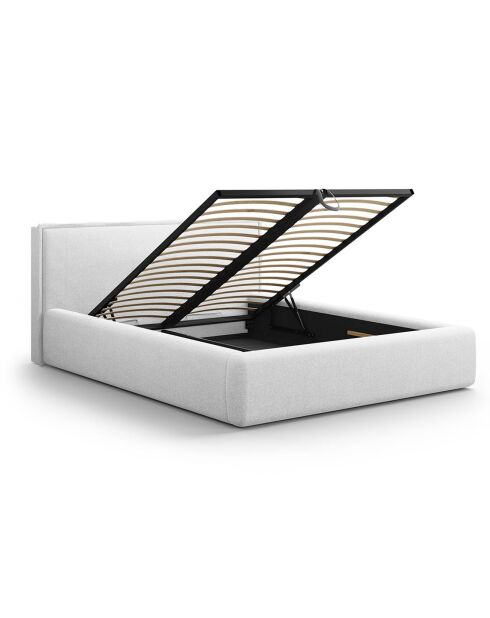 Lit avec coffre de rangement Tena gris clair froid - 230x165x100 cm