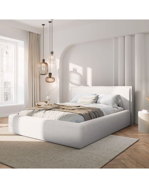 Lit avec coffre de rangement Tena gris clair froid - 230x165x100 cm